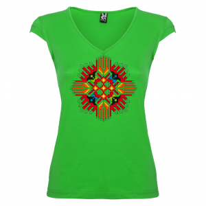 Дамска тениска  с мотиви на шевици - Жътва зелена