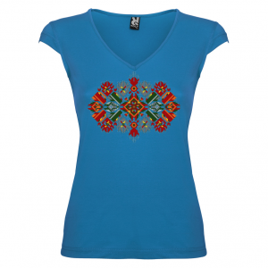 Дамска тениска  с мотиви на шевици  синя