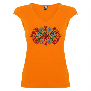 Дамска тениска  с мотиви на шевици  оранжева