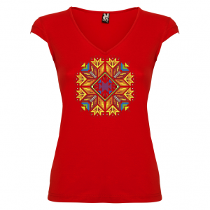 Дамска тениска  с мотиви на шевици  червена