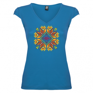 Дамска тениска  с мотиви на шевици  синя