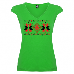 Дамска тениска  с мотиви на шевици  зелена