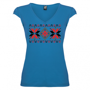 Дамска тениска  с мотиви на шевици  синя