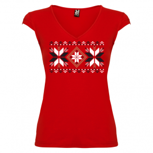 Дамска тениска  с мотиви на шевици  червена