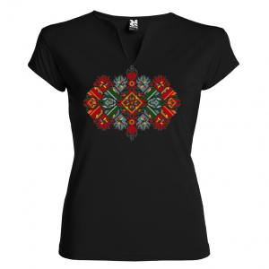 ЧЕРНА Висококачествена дамска тениска с мотиви на шевици