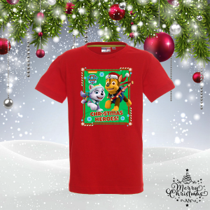 Червена Детска коледна тениска - Paw Patrol