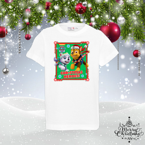Бяла Детска коледна тениска - Paw Patrol