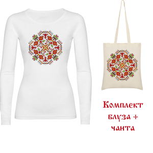 Комплект дамска блуза + чанта - Слънце