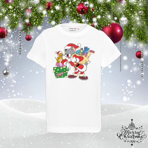 Бяла Детска коледна тениска - Том и Джери