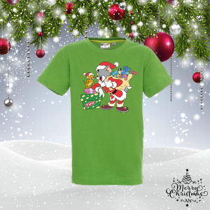 Зелена Детска коледна тениска - Том и Джери