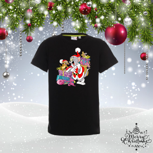 Черна Детска коледна тениска - Том и Джери
