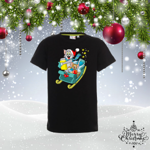 Черна Детска коледна тениска - Том и Джери