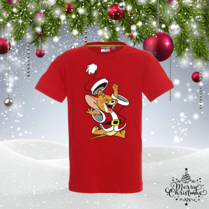 Червена Детска коледна тениска - Джери