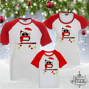 Комплект коледни тениски- Бухалче