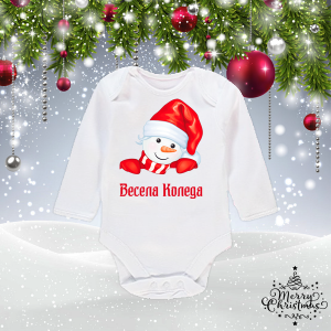 Бебешко коледно боди-  Снежко