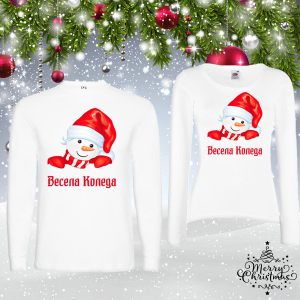 Комплект коледни блузи- Снежко