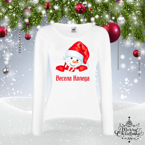 Дамска коледна блуза- Снежко