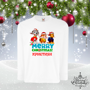 Детска коледна блуза с име - Пес Патрул