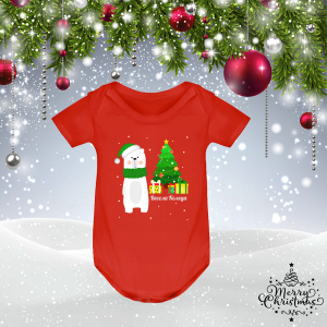 Коледно бебешко боди с мече