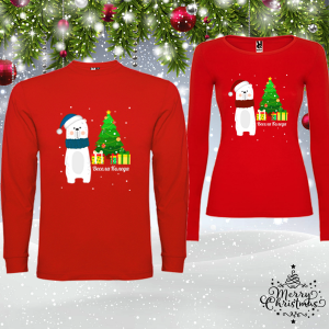 Комплект коледни блузи с мече