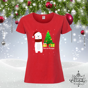 Дамска коледна тениска с мече