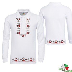 Мъжка блуза тип "Поло" с мотиви на шевици.