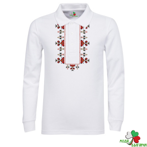 Мъжка блуза тип "Поло" с мотиви на шевици.