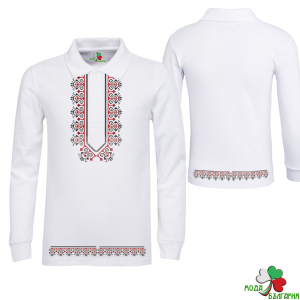 Мъжка блуза тип "Поло" с мотиви на шевици.