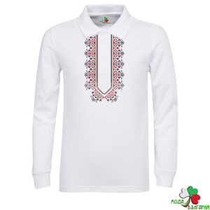 Мъжка блуза тип "Поло" с мотиви на шевици.