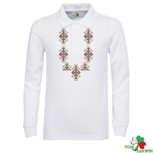 Мъжка блуза тип "Поло" с мотиви на шевици.