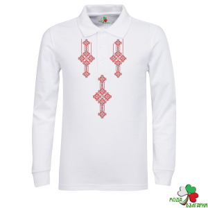 Мъжка блуза тип "Поло" с мотиви на шевици.