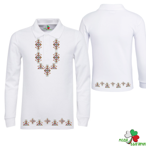 Мъжка блуза тип "Поло" с мотиви на шевици.