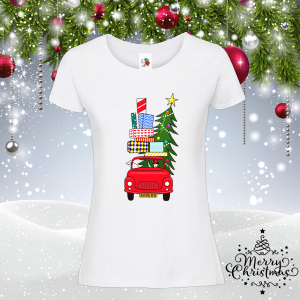 Дамска коледна тениска- Коледна кола