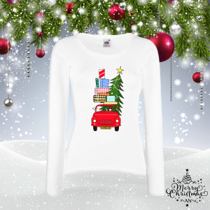 Дамска коледна блуза- Коледна кола