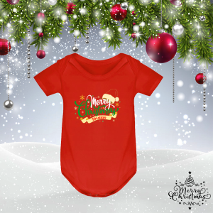Коледно бебешко боди - Merry Christmas с име по избор