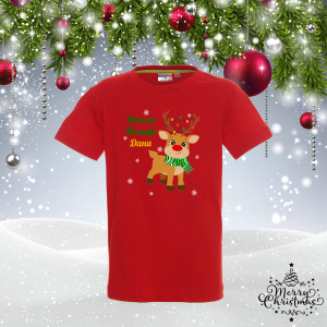 Детска коледна тениска - Елен с име по избор