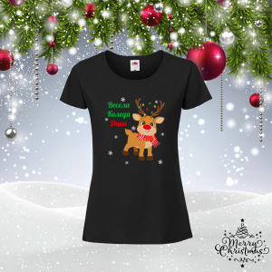 Коледна забавна тениска- Елен с име по избор