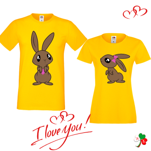 Комплект цветни тениски - Зайчета