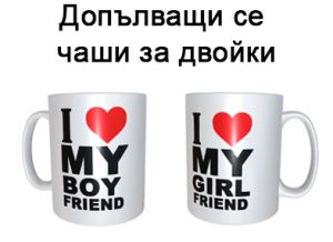 Комплект бели фото чаши за двойки