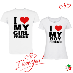 Комплект  бели тениски- I LOVE 
