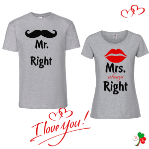 Комплект цветни тениски- Mr & Mrs