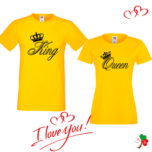 Комплект цветни тениски- King & Queen