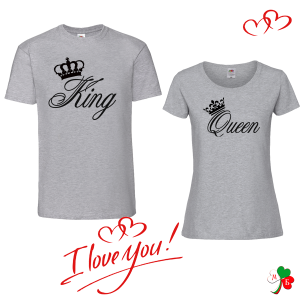 Комплект цветни тениски- King & Queen