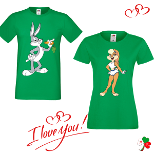 Комплект цветни тениски-  Бъгс Бъни и Лола