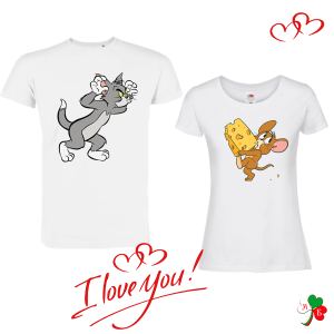 Комплект бели тениски- Том и Джери