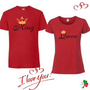 Комплект цветни тениски-  King and Queen