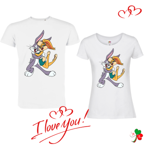 Комплект бели тениски- Бъгс Бъни и Лола