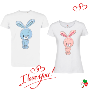 Комплект бели тениски-  Зайчета