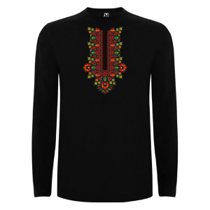 Мъжка черна блуза с мотиви на шевици