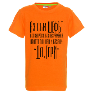 Цветна детска тениска - Аз съм шефът Гери